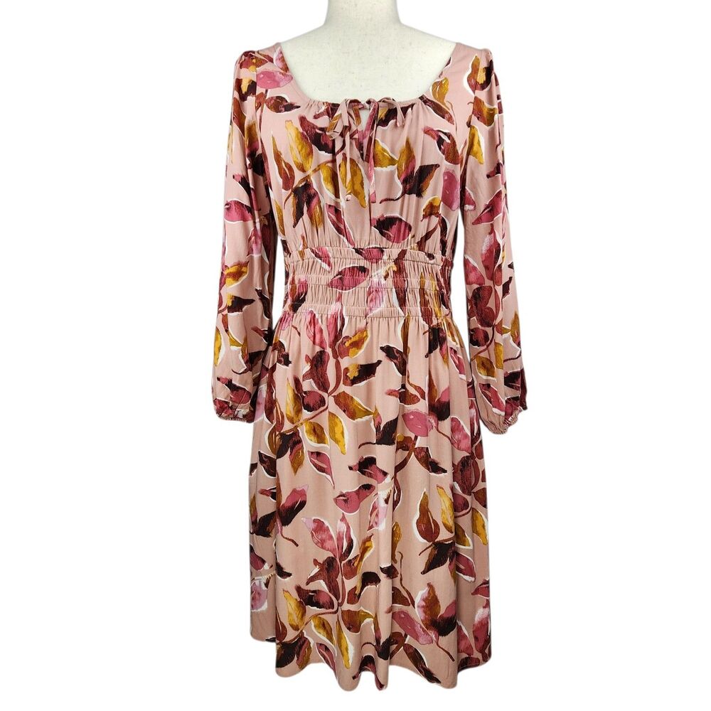 Loft‎ Outlet Floral Milkmaid Midi Dress Small Smocked Bodice Feminine Peasant